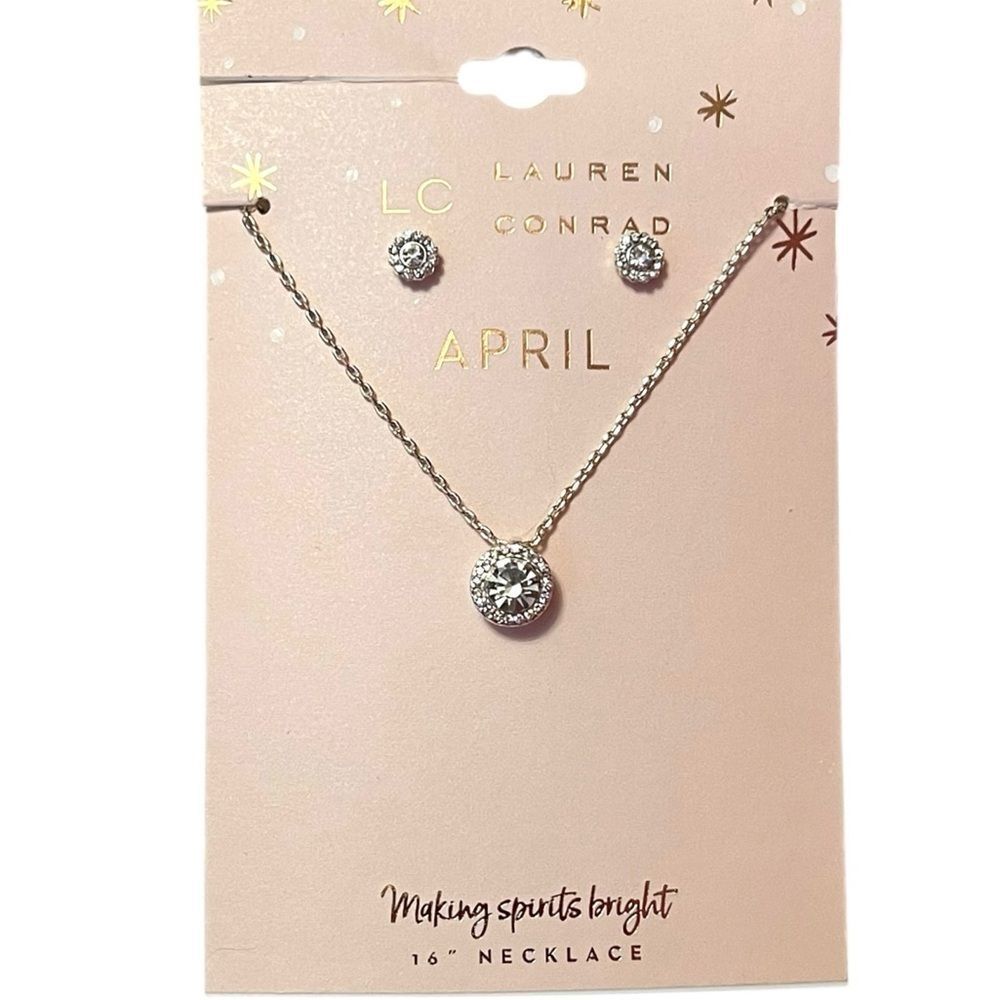 LC Lauren Conrad April Crystal Pendant Necklace & Stud Earring Set